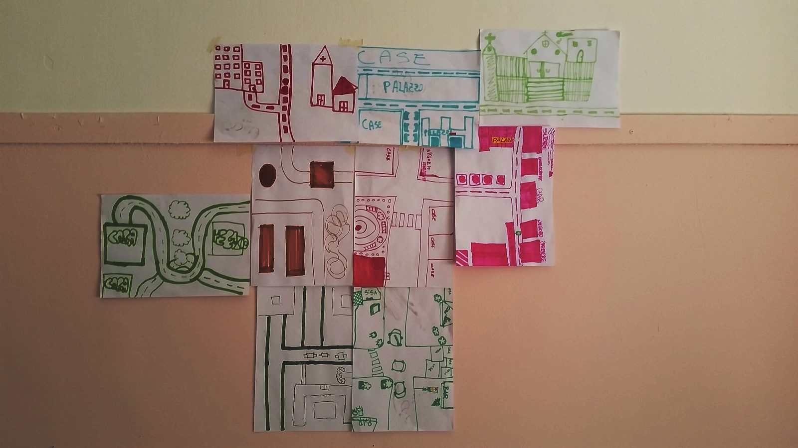 Colla Lab I — rilievo dal vero del quartiere con carta e pennarelli